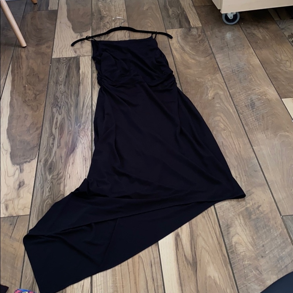 David Meister spaghetti strap asymmetrical dress